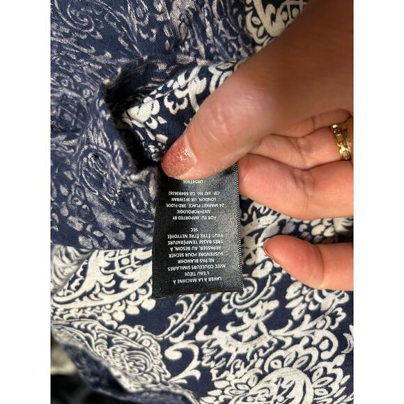 Anthropologie Akemi + Kin Marcella Blue Purple Lace Up Boho Peasant Top - L - Picture 8 of 9